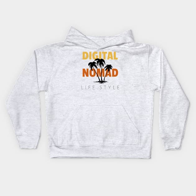 Globetrotter, Travelling Digital Nomad Kids Hoodie by EquilibriumArt